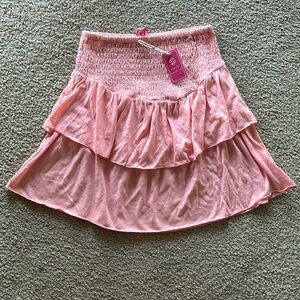 NWT Simply Southern Orange Sherbet Shirred Skirt with Tiers Large